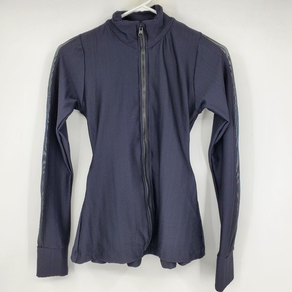 Rhaika‎ London Black Textured Look Zip Up Mesh Panel Women's Zip Up Jacket Small
